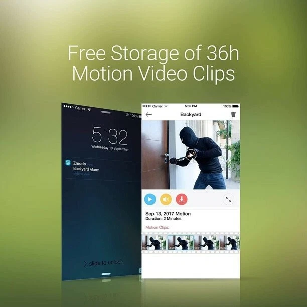 Zmodo 2 Pack Wireless Security Camera System Smart Outdoor WiFi IP Cameras Night - Image 4 of 4