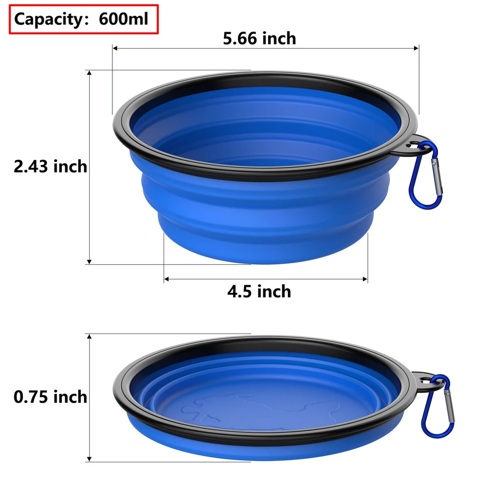 3 cuencos portátiles plegables para mascotas aptos para viajes plegables para gatos perros comida plato de agua Foto 3 de 4