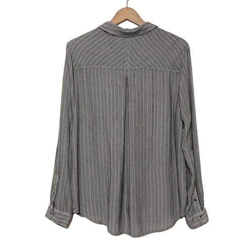 Lucky Brand Striped Gauze Blouse Womens Size XXL Black White Draped Viscose Cott - Picture 4 of 10
