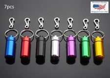 7pcs Waterproof Aluminum Medication Daily Pill Container Bottle Keychain Holder