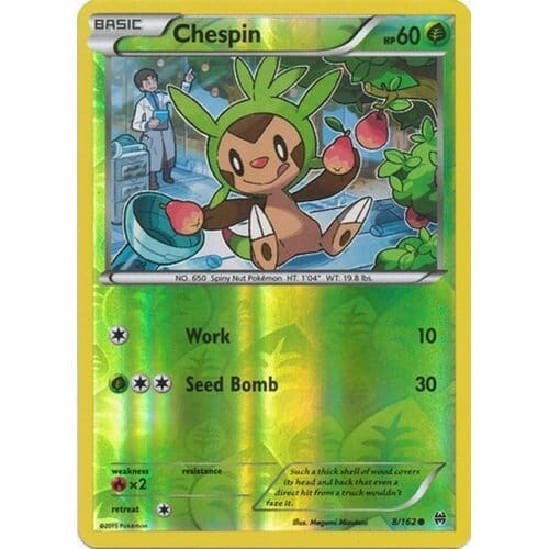 Chespin 8/162 Reverse Holo Breakthrough Pokemon Card NM