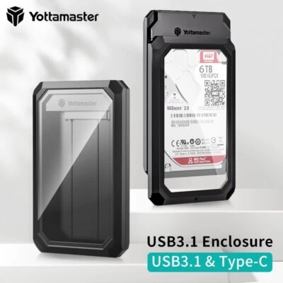 Yottamaster 2,5" 3.5" Festplattengehäuse USB C 3.1 Externes Gehäuse SATA HDD SSD