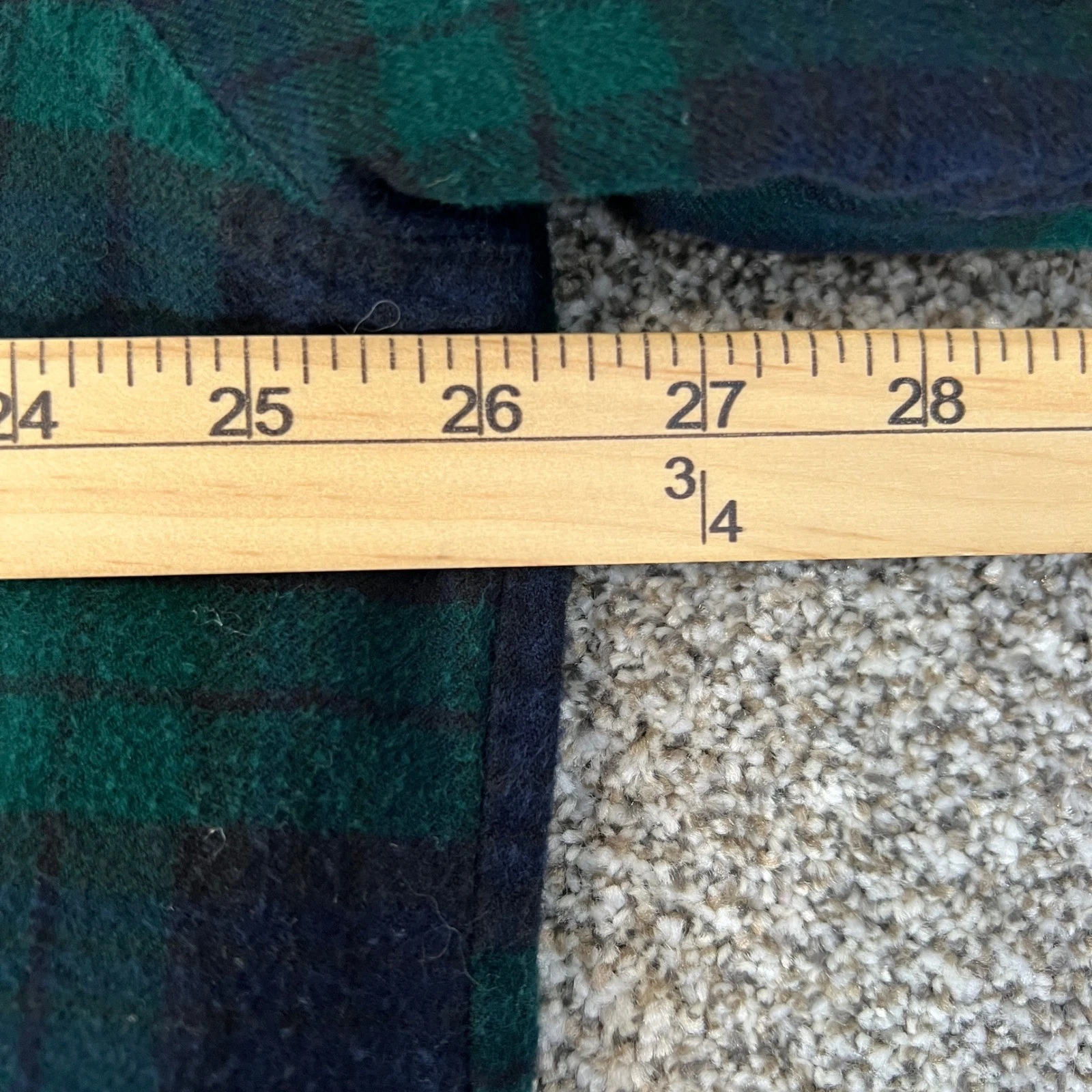 LL Bean Flannel Shirt Jacket Mens XL Green Blue Plaid Fleece Lined Excellent image 3