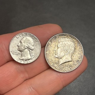 États Unis USA Lot 2 Monnaies Argent (1/4 Dollar 1958 D & Half Dollar 1964 !