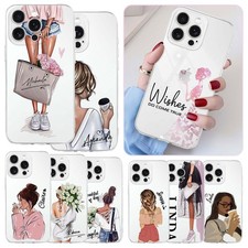 Phone Case For iPhone 16 Pro Max 14 15 Plus 13 Girls Print Custom Silicone Cover