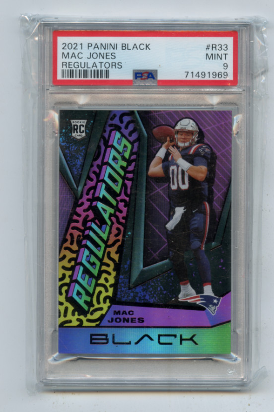 2021 PANINI BLACK #R-33 MAC JONES "REGULATORS" ROOKIE RC, PATRIOTS - PSA 9 (969)