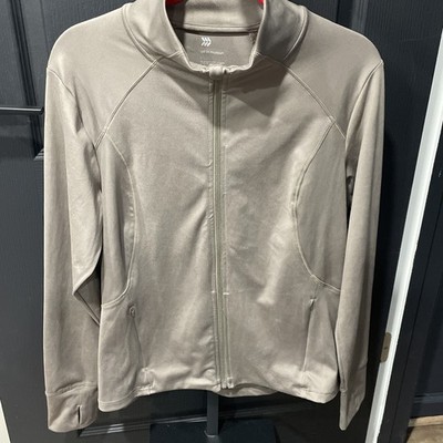 All in Motion Olive Green Track Jacket Women L Zip Pockets Activewear