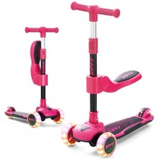 Ziffy 2-in-1 Kids Kick Scooter Pink Black Adj...