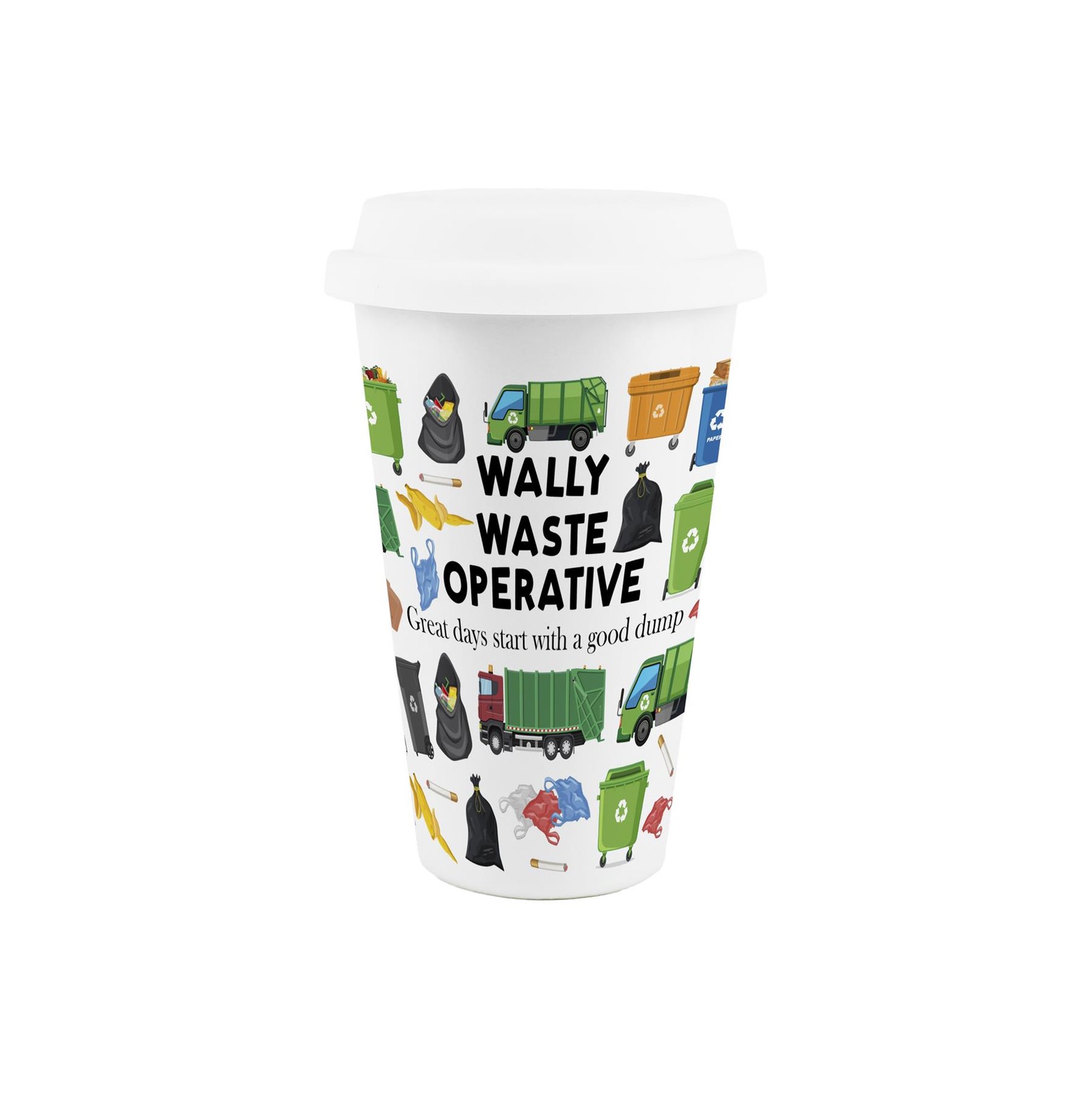 Custom Waste Operative Ceramic Travel Mug - Personalised Bin Man Worker Gifts