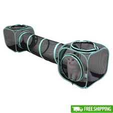 Outdoor Cat Tunnel 2-Way Mesh Play Tunnel Cats Expandable Cat Furniture New