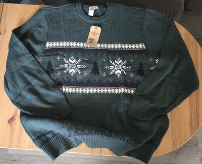 Dockers Holiday Christmas Sweater Mens XXL Green 100% Cotton Deer Elk Reindeer