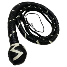 6 Feet Indiana Jones Style Bullwhip Genuine Leather, Hand-Braided 12-Plait