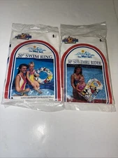 1990 VTG Intex The Wet Set Disney 20" Swim Ring & 30" See Thru Rider Raft NOS