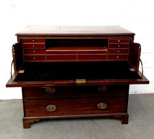 Stunning Antique Regency Flame Mahogany Secretaire Desk Chest 4 Drawers C1810
