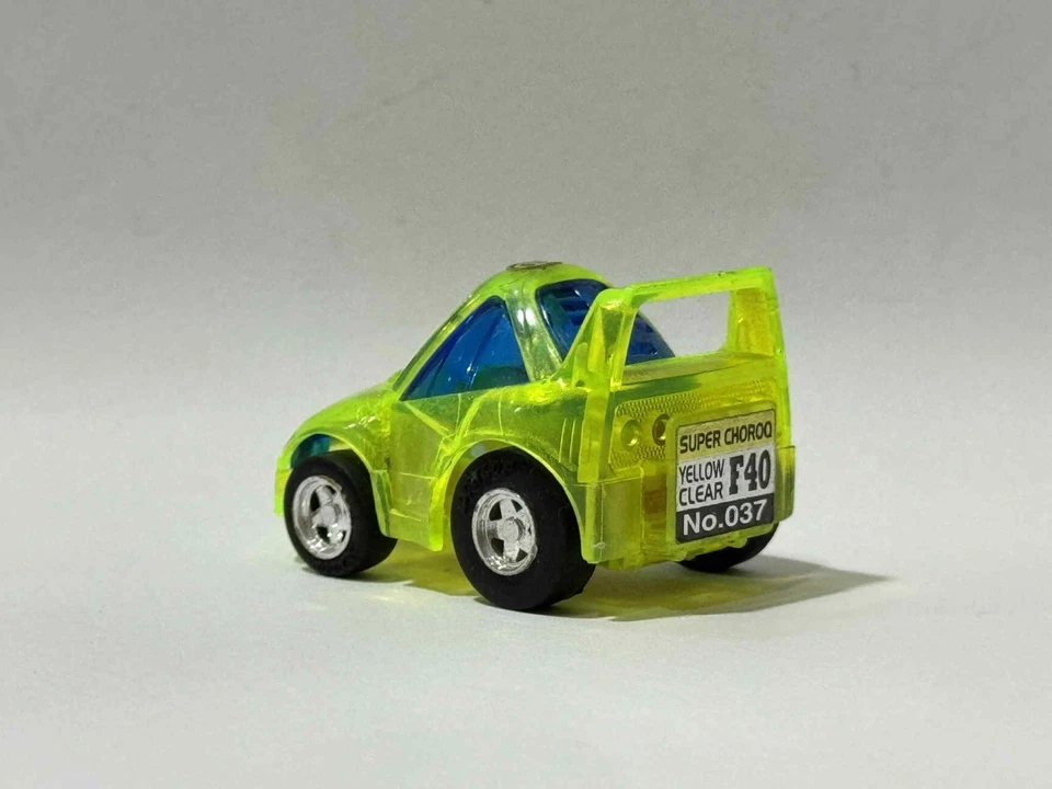 Choro Q Ferrari Super F-40 Amarillo Verde Transparente No. 037 Hecho en Japón Takara HG Foto 3 de 4