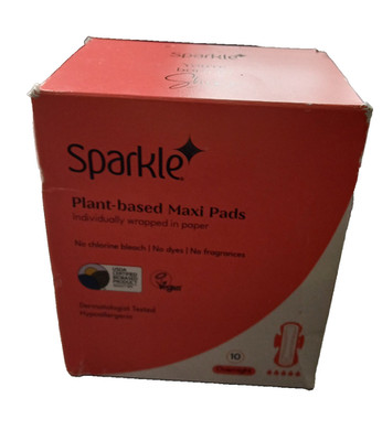 Sparkle Natural Plant-Based   Maxi Pads 10 Pack Biodegradable