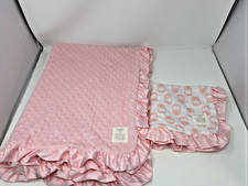 Carters Child of Mine Pink Baby Blanket Mine Minky Dot Ruffle Satin Trim Set Lil