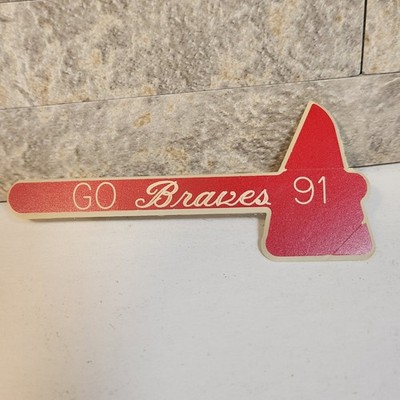 Vtg Rare 1991 Atlanta Braves Go Braves 91 Tomahawk Pin Red Baseball Memorabilia
