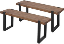 Wooden Dining Bench, Set of 2 Garden Bench Seat Indoor Outdoor, Backless Table B