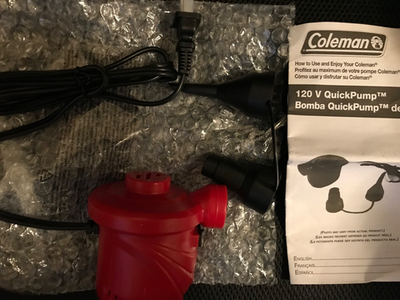 #ad Coleman QuickPump 120V Universal AirBed Pump Red Black Tested Working $21.99