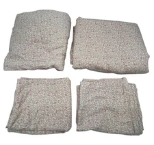Lot Of 4 Martha Stewart Collection Queen Sheet Set Cotton Sateen Pink Floral