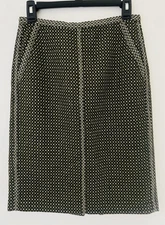 W By Worth Olive Green Wool Blend Tweed Dot Pencil Skirt Size 2 Classic Office