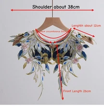 Spring Floral Shawl Chinese Unique Embroidery Shoulder Cloak Shell Pearl Collar