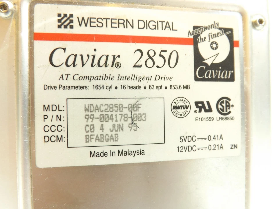 FESTPLATTE WESTERN DIGITAL CAVIAR 2850 853MB 4500U/min ATA WDAC2850 3.5'' Zoll - Bild 4 von 4
