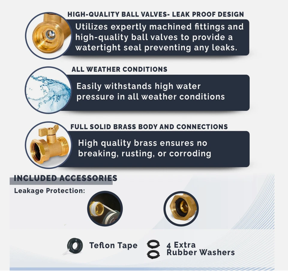 Válvula de cierre conector de manguera de jardín de latón resistente Morvat, paquete de 2 Foto 2 de 4