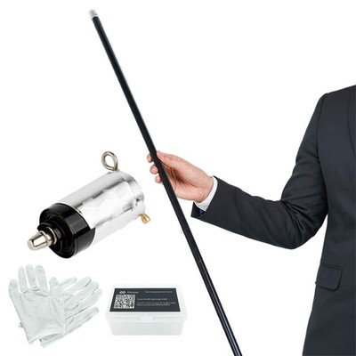 Xfunjoy 43.30''/110cm Black Magic Appearing Cane Magic Staff with Free Gloves ...