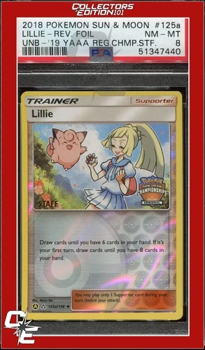 Ultra Prism 125a Lillie Reverse Foil 2019 Regional Championships STAFF PSA 8