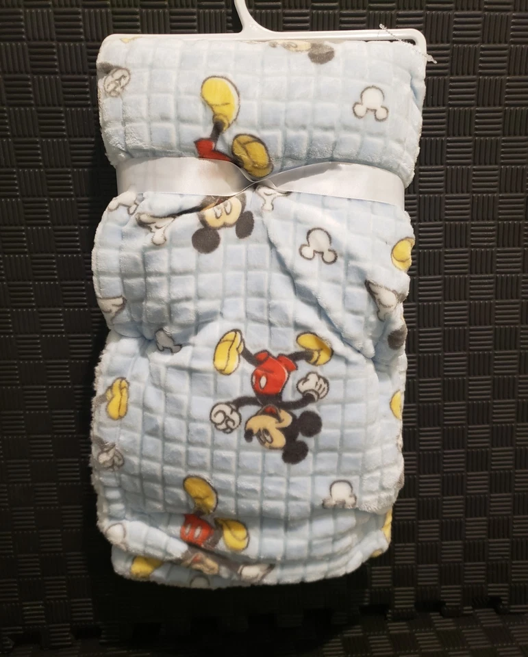 Disney Bebé Mickey Mouse Bebé Manta Azul Blanco Sherpa NUEVO Foto 4 de 4