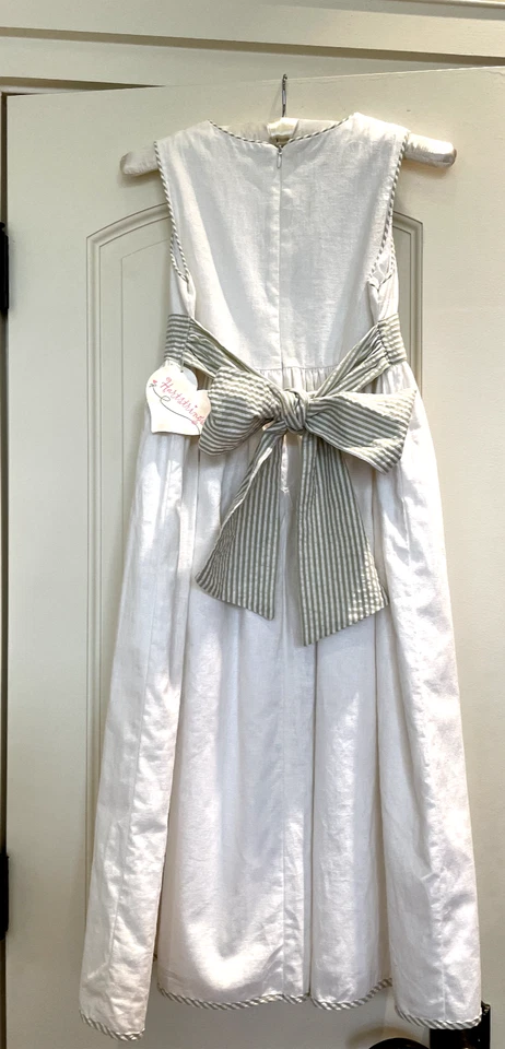 Vestido Hartstrings Niña Talla 10 Blanco Lino Algodón con Cinturón Sin Mangas Nuevo con Etiquetas Foto 2 de 4