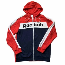 Mens Reebok Training Essentials Logo Hoodie LARGE Red White and Blue