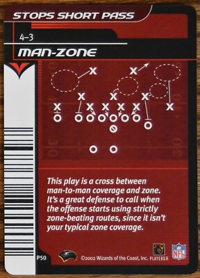 2002 NFL Showdown Plays #P50 #50 Man-Zone Stops Short Pass 4-3