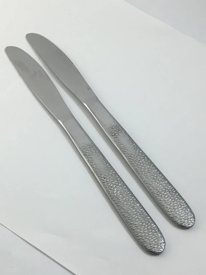 Cuchillos de cena lisos martillados de acero inoxidable 2 Viners cubiertos Japón Foto 4 de 4