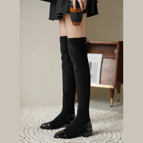 Women Block Heels Stretchy Square Toe Over Knee Thigh High Boots Casual Shoes - Bild 3 von 11