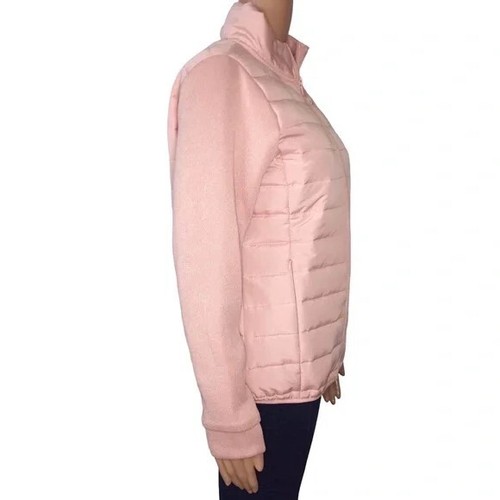 U.S. Polo Assn Womens Jacket Size Small Pink Hybrid Puffer Knit Sleeves New - Picture 2 of 9