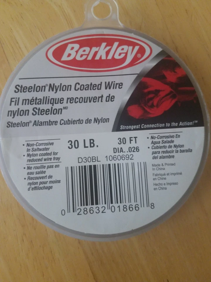 Alambre recubierto de nailon Berkley Steelon 30 lb 30 pies Línea de Pesca-NUEVA-SE ENVÍA 24HRS Foto 2 de 4