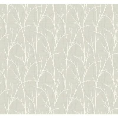 Wallpaper Designer Modern Gray and White Branches on Gray Faux