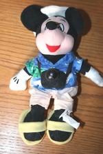 New Disney Store Mickey Mouse 8" Beanie Baby Plush "Tourist Mickey" With Tag