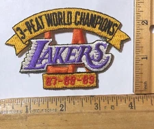 Vintage Los Angeles Lakers 3 Peat World Champions 1987 88 1989 Patch Back To