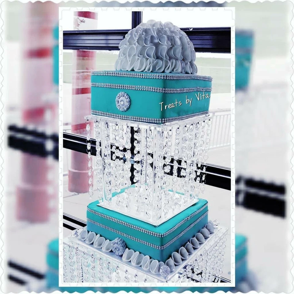 Cake Stand Acrylic Crystal Beaded Dessert Holder for Birthday Wedding Party - Image 2 of 4