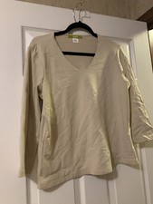 Acorn Size L Tan 3/4 Sleeve Shirt 90% Nylon 10% Lycra EUC Made in USA