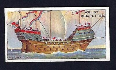 1911 Trade Card Celebrated Ships #22, Wills's Cigarettes, Tobacco, ''Great Harry''