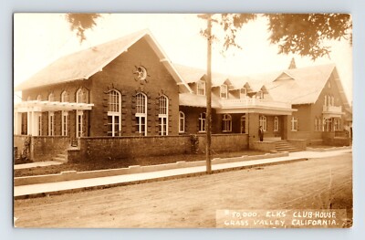 Grass Valley California Elks Club BPOE 1910s RPPC Postcard Unposted