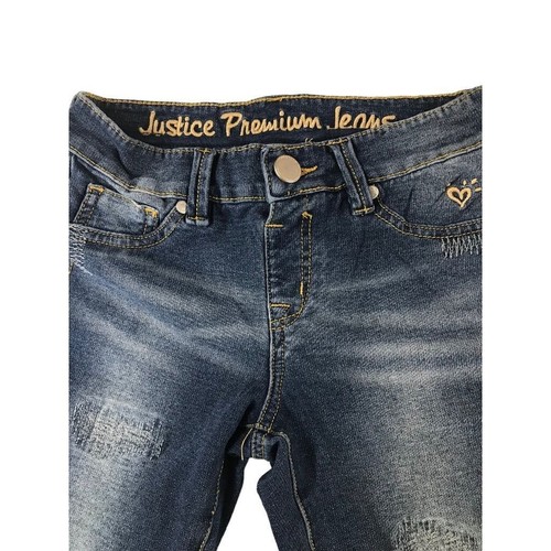 12 Justice Premium Jeans Girl's Distressed Denim Stretch - Picture 3 of 6