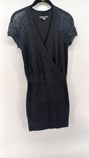 A|X Armani Exchange Wrap Mini Dress Small Petite Black V- Neck Short Sleeve.