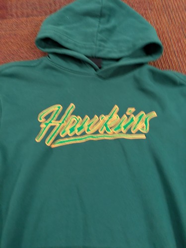 H&M Stranger Things Hawkins High Hoodie Mens XS Extra Small Green Relaxed - Picture 3 of 6