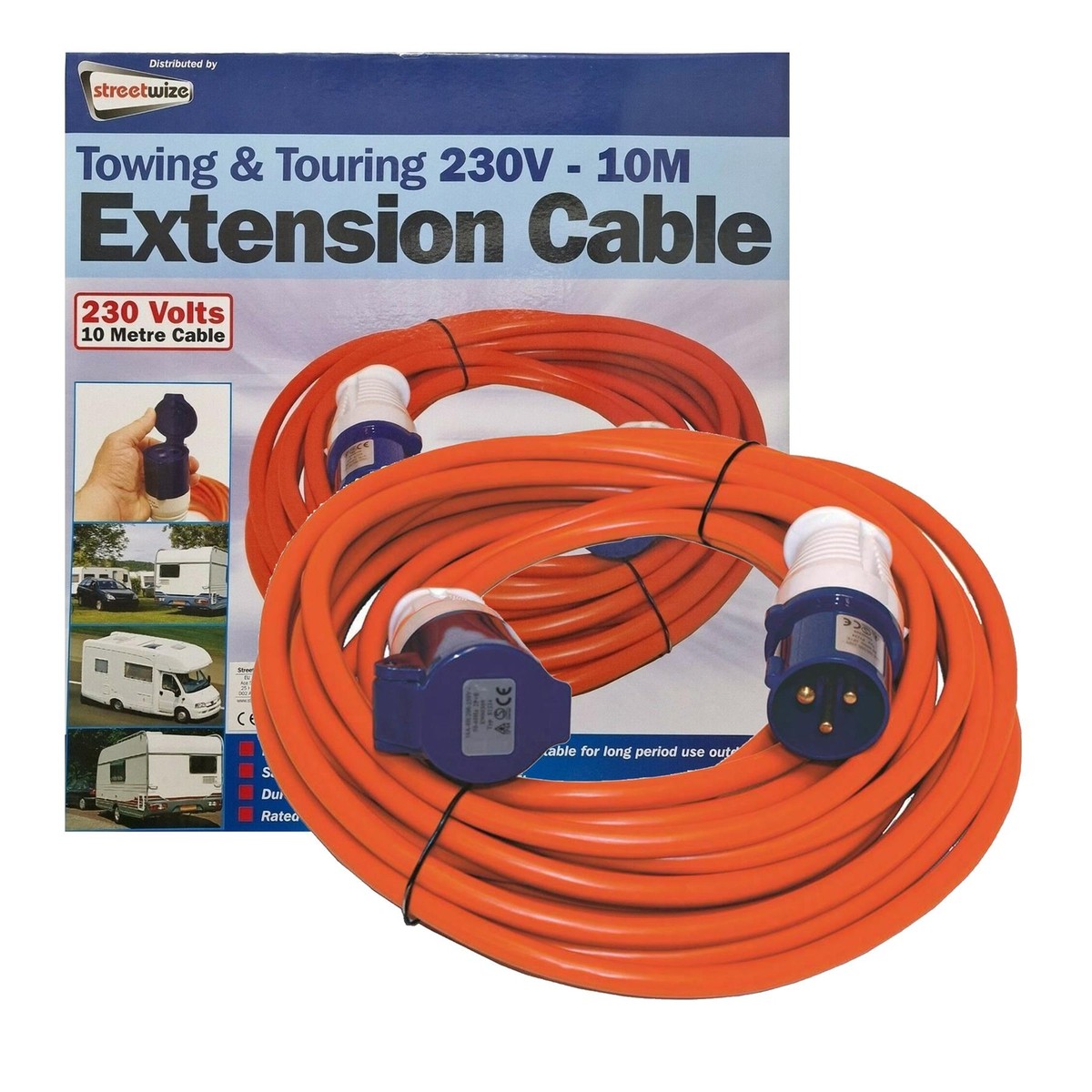 Streetwize Caravan & Campervan 240v Mains Hook-Up Kit - UK & EU Plugs, Sockets, Extension Leads